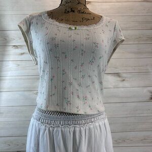 Wild Fable Lace Trim Floral Top